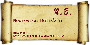 Modrovics Belián névjegykártya